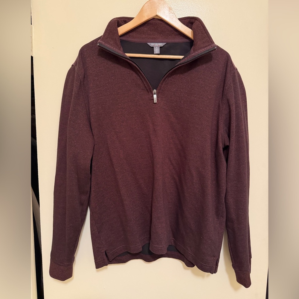 Van Heusen Quarter Zip Pique Long Sleeve Sweater | Burgundy
